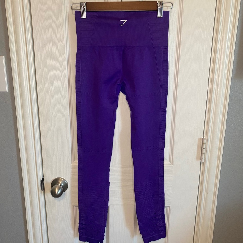 Gymshark Energy+ Seamless Leggings XS Purple High Waist Eyelet Athletic Yoga - Picture 4 of 5